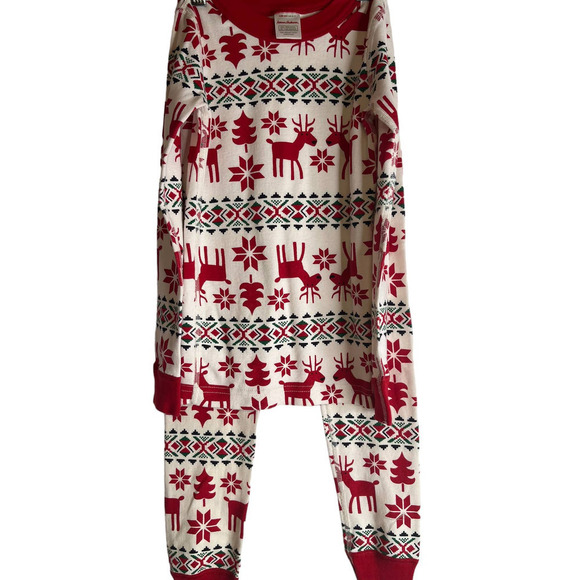 Hanna Anderson Christmas Xmas Reindeer Fair isle Print Pajamas Unisex - Picture 1 of 5